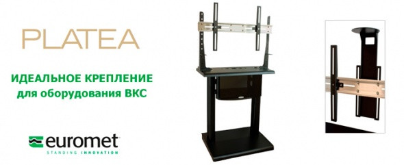 Мобильная стойка PLATEA для ЖК-панели до 65", VESA 800x400, до 70 кг, 19" рэк шкаф, черный