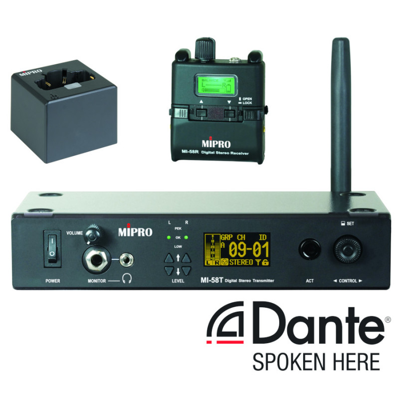 Комплект цифровой (ISM 5,8 ГГц) персональной мониторной радиосистемы с встроенным аудипротоколом DANTE