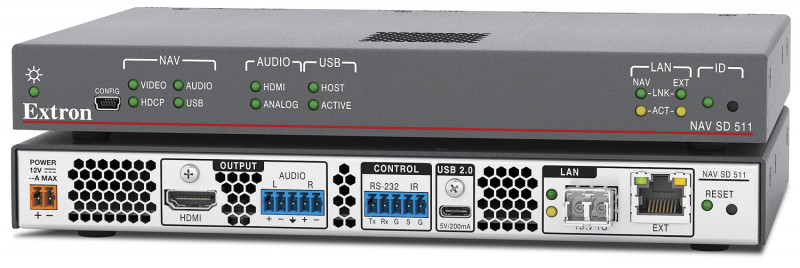 Оптоволоконный скалирующий декодер Pro AV‑передачи по IP‑сети 1G – HDMI, Ethernet и USB, одномодовый