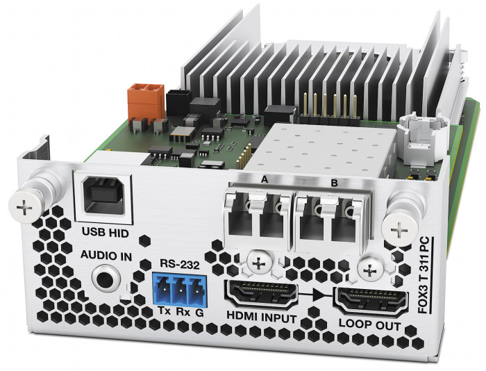 Оптоволоконный передатчик PowerCage для HDMI, USB HID, аудио и сигналов управления