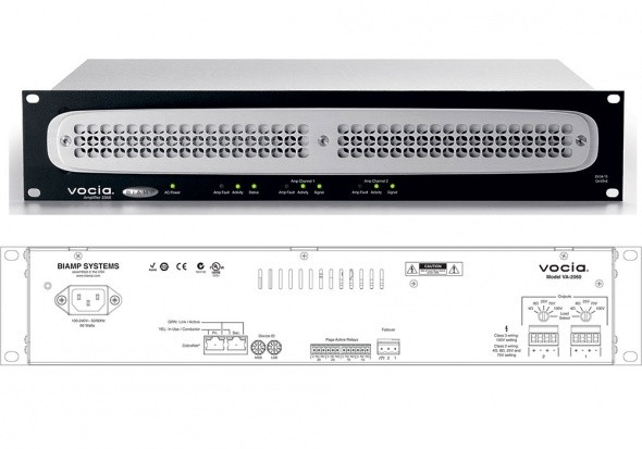 Цифровой сетевой усилитель мощности 2х60 Вт 4/8 Ом для работы по протоколу CobraNet. DSP. Два режима резервирования. Два порта RJ45. Сертифицирован по EN54-16. 2U