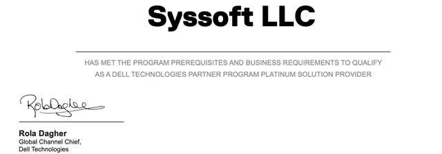 Syssoft - платиновый партнер Dell Technologies