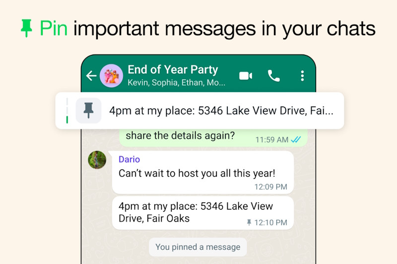 Новая функция WhatsApp позволяет закреплять до трех сообщений в чате