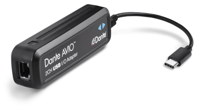 Dante AVIO USB-C 2x2 адаптер для подключения к аудиосети Dante, 2 вх./2 вых. канала, USB-C - Ethernet
