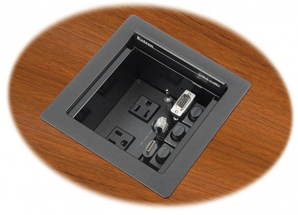 Архитектурный лючок Cable Cubby 500 линейки Series/2 для подключения аудио и видео, удалённого управления и питания переменного тока, цвет чёрный, без блока питания AC