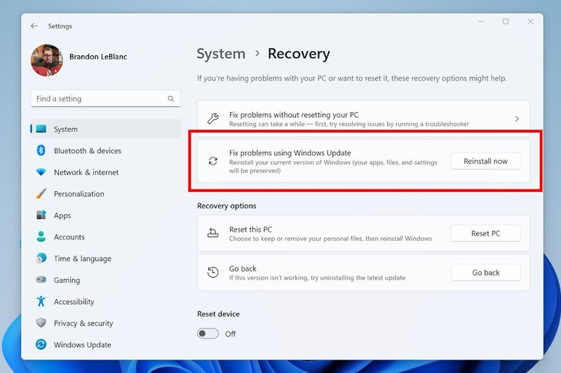 Microsoft внедрит функцию для переустановки Windows без удаления файлов и приложений