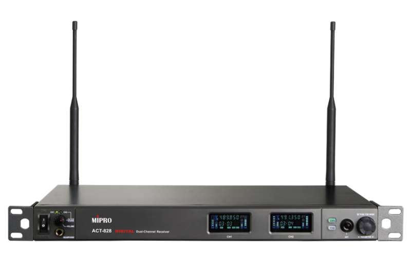 Двухканальный цифровой UHF приёмник серии ACT-800 с DANTE, 554-626 МГц