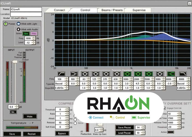 Программное обеспечение RHAON от Renkus-Heinz, которое позволяет программировать звук на месте монтажа.