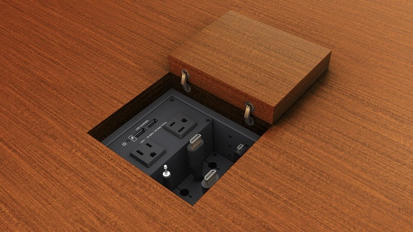 Архитектурный лючок Cable Cubby 650 UT с монтажом под стол для подключения аудио и видео, удалённого управления и передачи питания