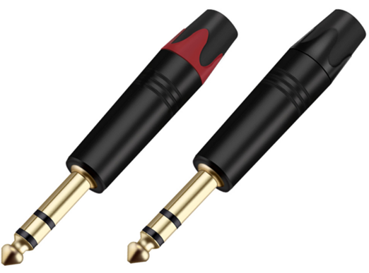 Разъём прямой, кабельный, позолоченный, джек 6.35мм симметричный, папа (корпус цинковый сплав, чёрный). Отгружается парами - красный + чёрный хвостовик, цена указана за штуку.