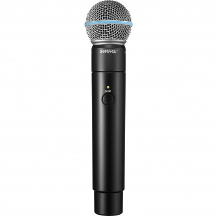 Динамический ручной радиомикрофон для вокала и речи, суперкардиоидная диаграмма направленности отсекает другие источники звука, капсюль BETA58, для системы Shure MicroFlex