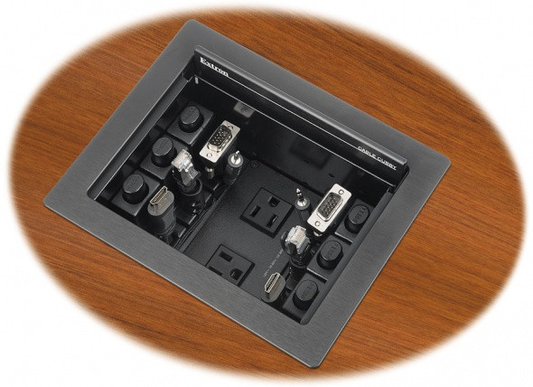 Архитектурный лючок Cable Cubby 700 линейки Series/2 для подключений аудио, видео и питания AC, цвет чёрный, без блока питания AC
