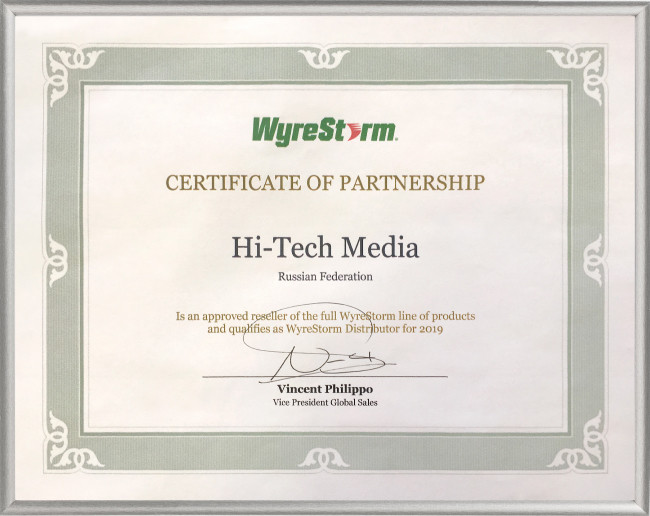 Компания «Хай-Тек Медиа» заключила дистрибуторское соглашение с WyreStorm Technologies.