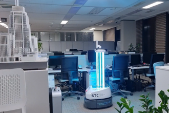 ​​​​​​​Московский филиал Сбербанка России перешел на автоматизированную дезинфекцию офисного пространства при помощи робота-дезинфектора