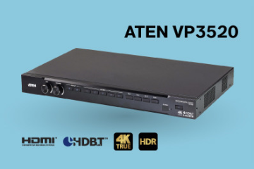Матричный видеокоммутатор, 4K-масштабатор, HDBaseT-удлинитель и цифровой сигнальный процессор звук объединились в одном компактном презентационном коммутаторе – ATEN VP3520.
