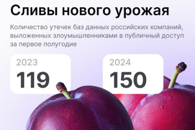 Эксперты F.A.С.С.T., российского разработчика технологий для борьбы с киберпреступлениями, назвали точное число баз данных российских компаний, впервые выложенных в публичный доступ в первом полугодии 2024 года — 150. Для сравнения: за аналогичный период прошлого года их было 119. Около 30% от общего числа утечек в 2024 году составили базы данных компаний, специализирующихся на розничной онлайн-торговле.