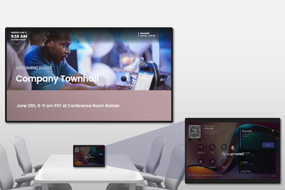Интеграция Team Rooms для Windows с функционалом платформ управления контентом позволит использовать дисплеи в режиме цифровых вывесок, когда они не задействованы для совещаний и презентаций.