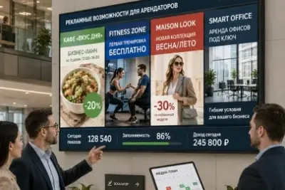 LED-экран на объекте: арендовать или купить, если он нужен не только для объявлений, но и для рекламы арендаторов? Ответ зависит от бюджета, места установки и того, планируете ли вы регулярно продавать показы.