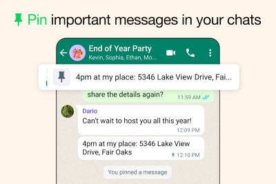 Компания WhatsApp объявила, что пользователи теперь смогут закреплять в чате до трех сообщений, чтобы в дальнейшем иметь возможность легко получить к ним доступ. До сих пор пользователи могли закреплять только одно сообщение поверх разговора с контактом или группой.