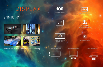 Displax Skin Ultra - распознает 100 одновременных касания - непревзойденное качество на больших форматах.