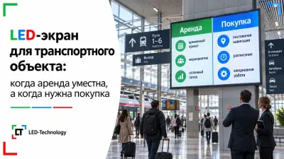 Для автовокзала, остановочного комплекса, парковки или пересадочного узла вопрос начинается не с модели экрана, а с задачи: экран нужен на сезон, на период ремонта, для временной навигации или как постоянный инструмент для пассажирского потока? От этого зависят бюджет, место установки, формат монтажа и требования к обслуживанию.